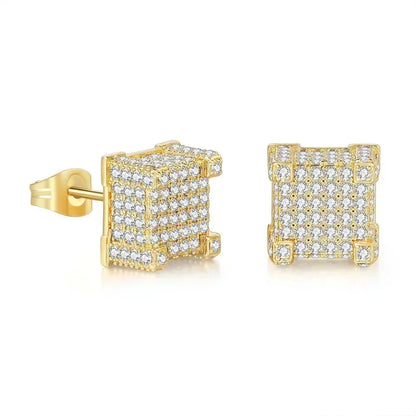 YIKOOLIN Boucles d’Oreilles Hip-Hop – Couleur Or, Cristal Brillant, Bijou Homme Tendance