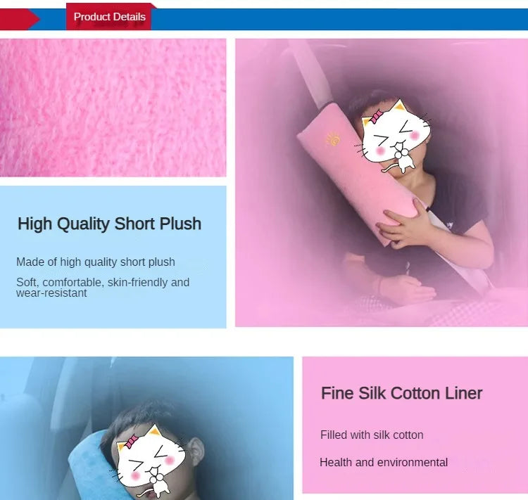 Housse de ceinture de sécurité enfant – épaulière mignonne en peluche pour voiture