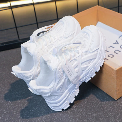 Baskets de sport pour filles, chaussures décontractées pour enfants de 6 à 12 ans, plateforme en maille, baskets de Tennis de styliste,