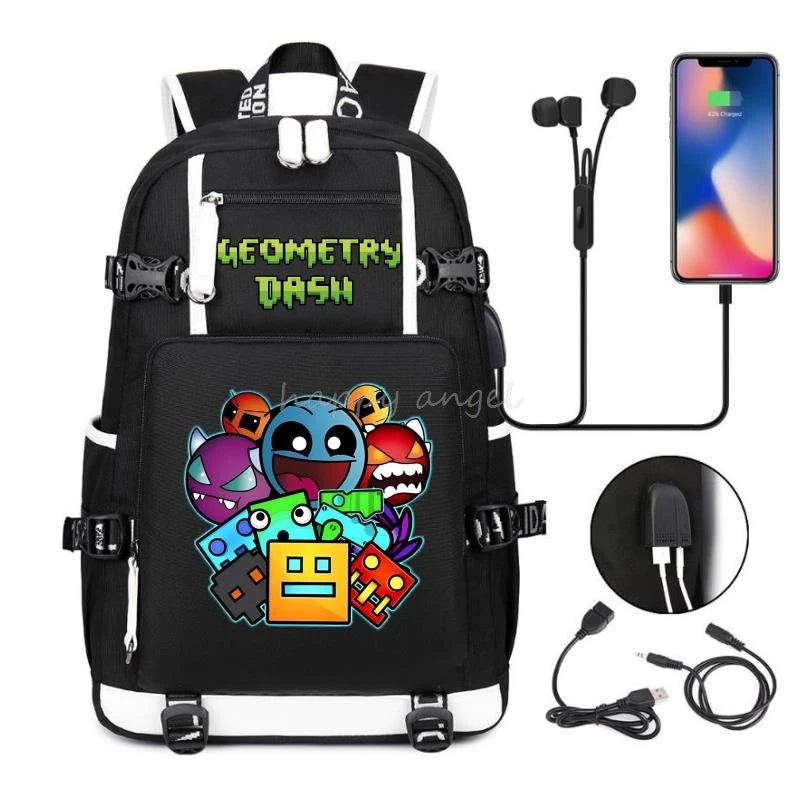 Sac à dos imprimé géométrique pour filles et garçons, sac à dos en toile pour ordinateur portable, sac à dos pour femme, sac à dos pour adolescent et étudiant, nouvelle mode .