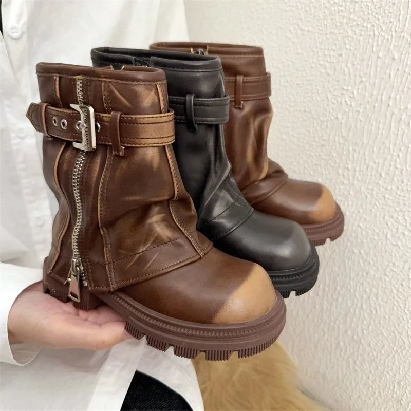 Bottes courtoisie fille﻿– style rétro chevalier, fermeture éclair