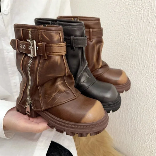 Bottes courtoisie fille﻿– style rétro chevalier, fermeture éclair