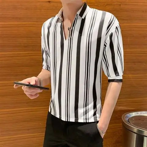 Chemises homme manches longues col roulé tricotées – Hauts décontractés streetwear mode automne hiver