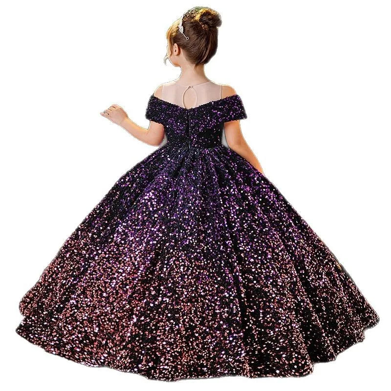 Robe cérémonie fille tulle bouffant fleurs chic