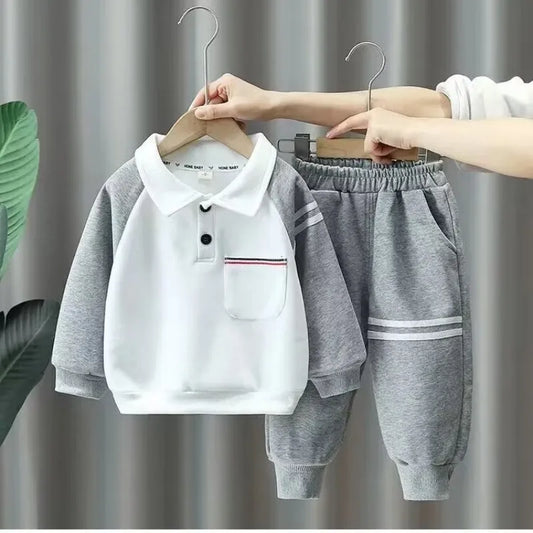 Tenue enfant garçon – Ensemble 2 pièces pull + pantalon coréen, look académique