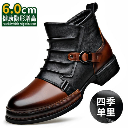 StephanBoots - Bottes basses rétro homme cuir peluche hiver