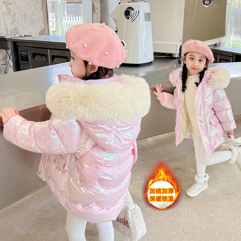 Veste d'hiver fille 2-10 ans﻿– parka chaude, capuche, coupe-vent