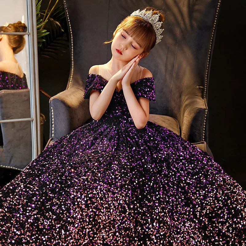 Robe cérémonie fille tulle bouffant fleurs chic