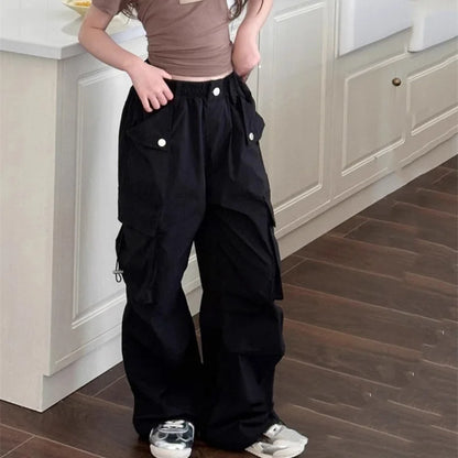 Pantalon cargo décontracté grande taille fille 5-14 ans, vêtements été .