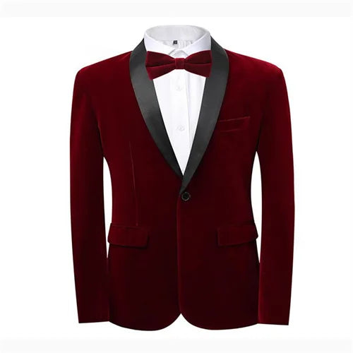 Blazer homme Slim Fit velours doré, un bouton, bleu/rouge/vert – Soirée & mariage .