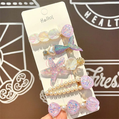 Pinces à Cheveux Bébé Fille – Ensemble 5 Pièces Sirène et Coquillage, Accessoires Mignons
