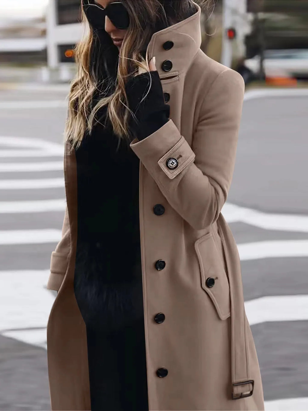 Manteau Femme Automne Hiver Chaud à Col Rabattu – Veste à Simple Boutonnage