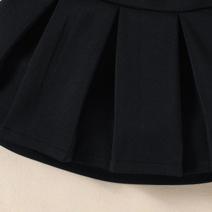 Ensemble fille 3 pièces automne/hiver – robe + ceinture + chapeau (2‑8 ans)