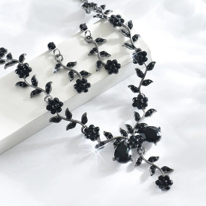 YIKOOLIN Ensemble Bijoux Femme – 3 Pièces Fleur Goutte d’Eau, Collier & Boucles, Style Élégant