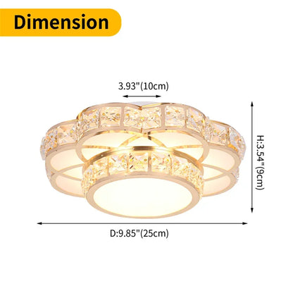 Plafonnier LED Fleur en Cristal Or – Allée, Escalier, Cuisine .