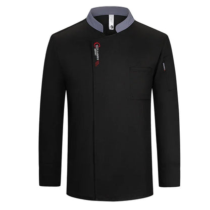 Uniforme Chef Hôtel Homme – Veste de Chef, Tablier à Manches Longues, Manteau de Cuisinier Restaurant, T-shirt Tenue Professionnelle, Uniforme Serveur, Vêtement de Travail