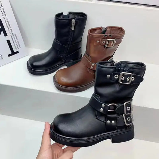 Bottes Courtes Cuir Fille – Semelle Souple, Construction Latérale, Mode Automne Hiver , Chaussures Enfants Confortables et Tendance
