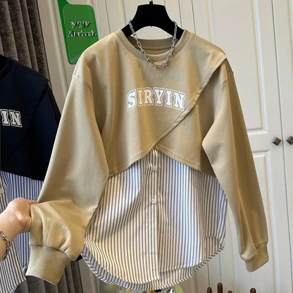 Pull rayé grande taille femme, col rond, manches longues, casual .