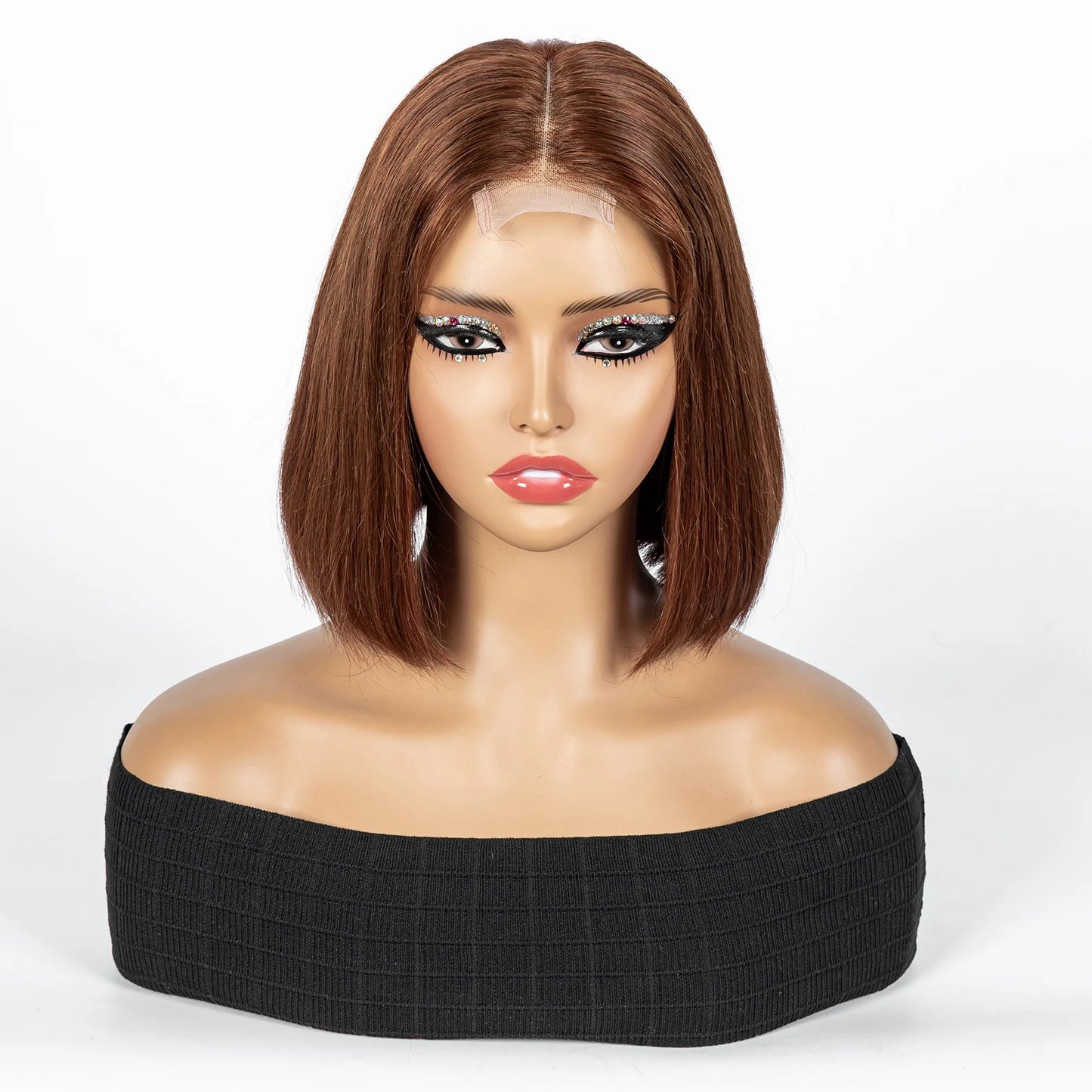 Perruque Bob courte droite colorée – cheveux humains 100%, dentelle 2x6 transparente, densité 250%