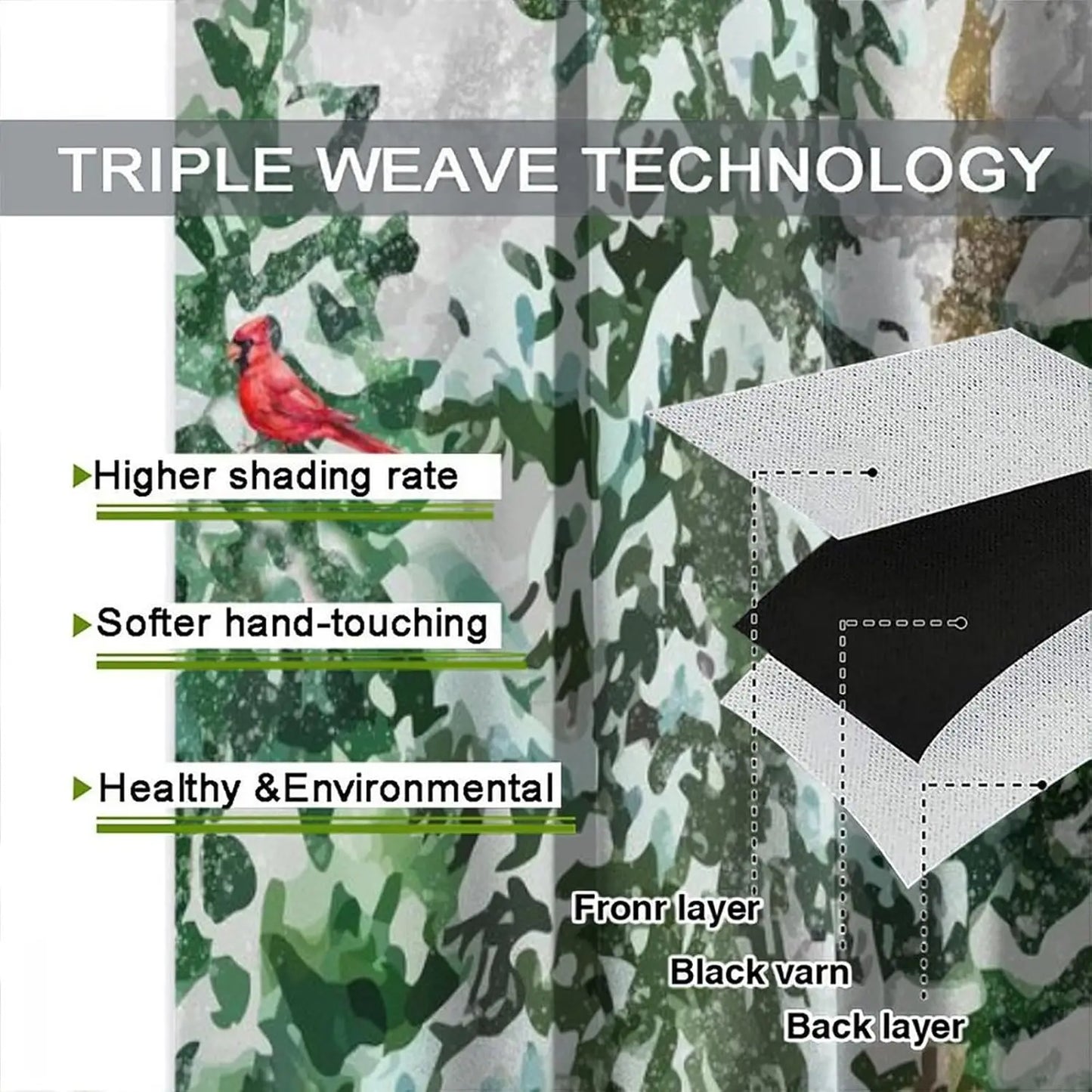 Rideaux Noël forêt enneigée cardinal cerf chalet