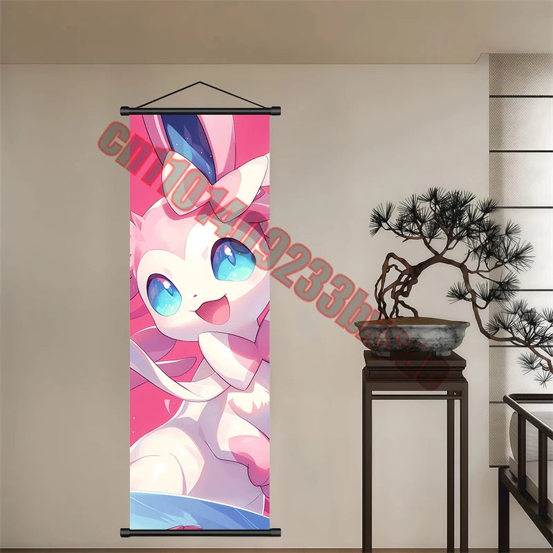 Peinture artistique Pokémon classique japonais – Pikachu, Gengar, Mewtwo – Décoration murale chambre à coucher haute qualité