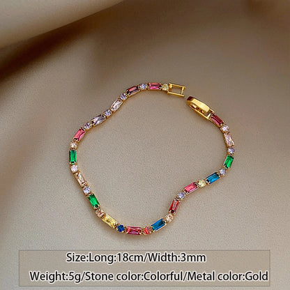Ensemble bijoux femme luxe, chaîne zircon coloré, collier & bracelet, style coréen .