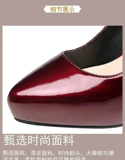 Escarpins plateforme femme cuir, talon épais, bout pointu, marron, mode .