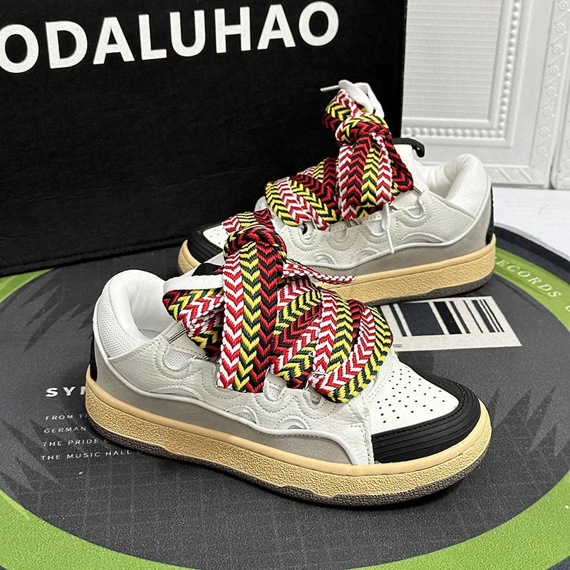 Chaussures homme/femme à lacets, style chunky décontracté skate et mode