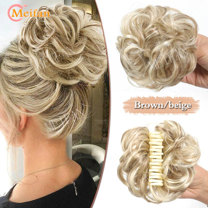 synthetic wavy bun with claw clip,
