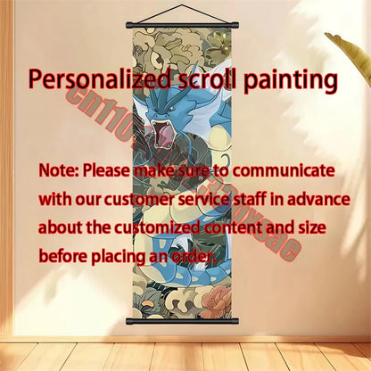 Peinture artistique Pokémon classique japonais – Pikachu, Gengar, Mewtwo – Décoration murale chambre à coucher haute qualité