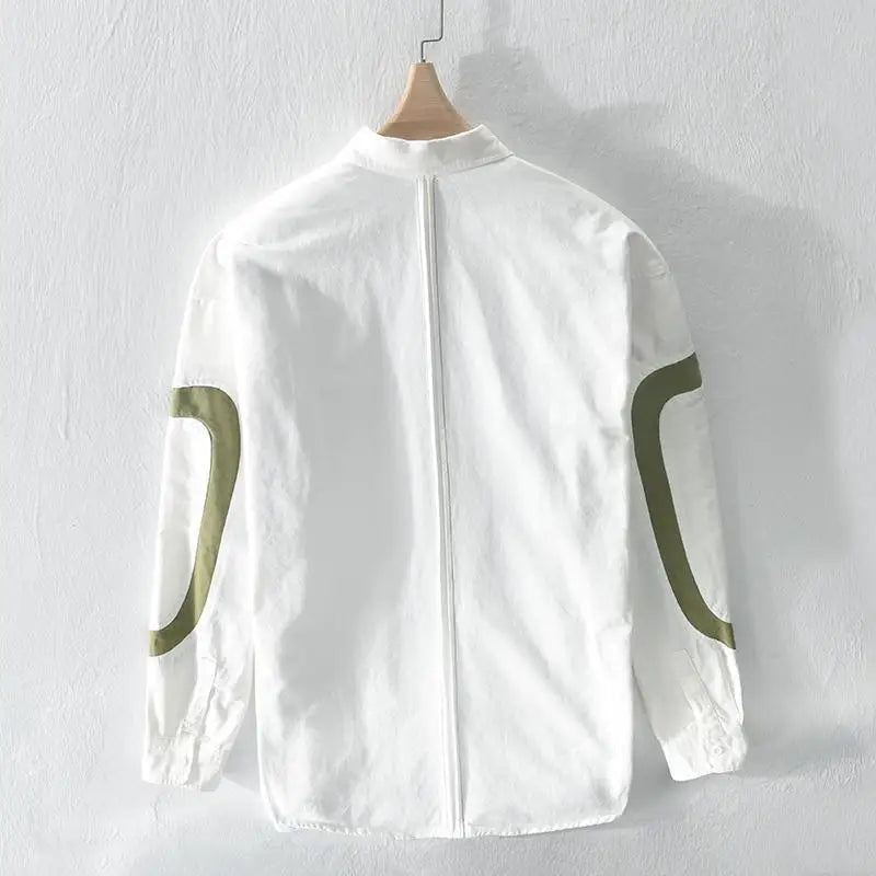 Lidou Chemise de travail homme manches longues, légère, brodée, printemps-été