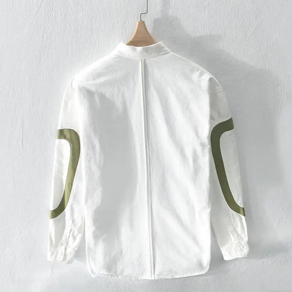 Lidou Chemise de travail homme manches longues, légère, brodée, printemps-été