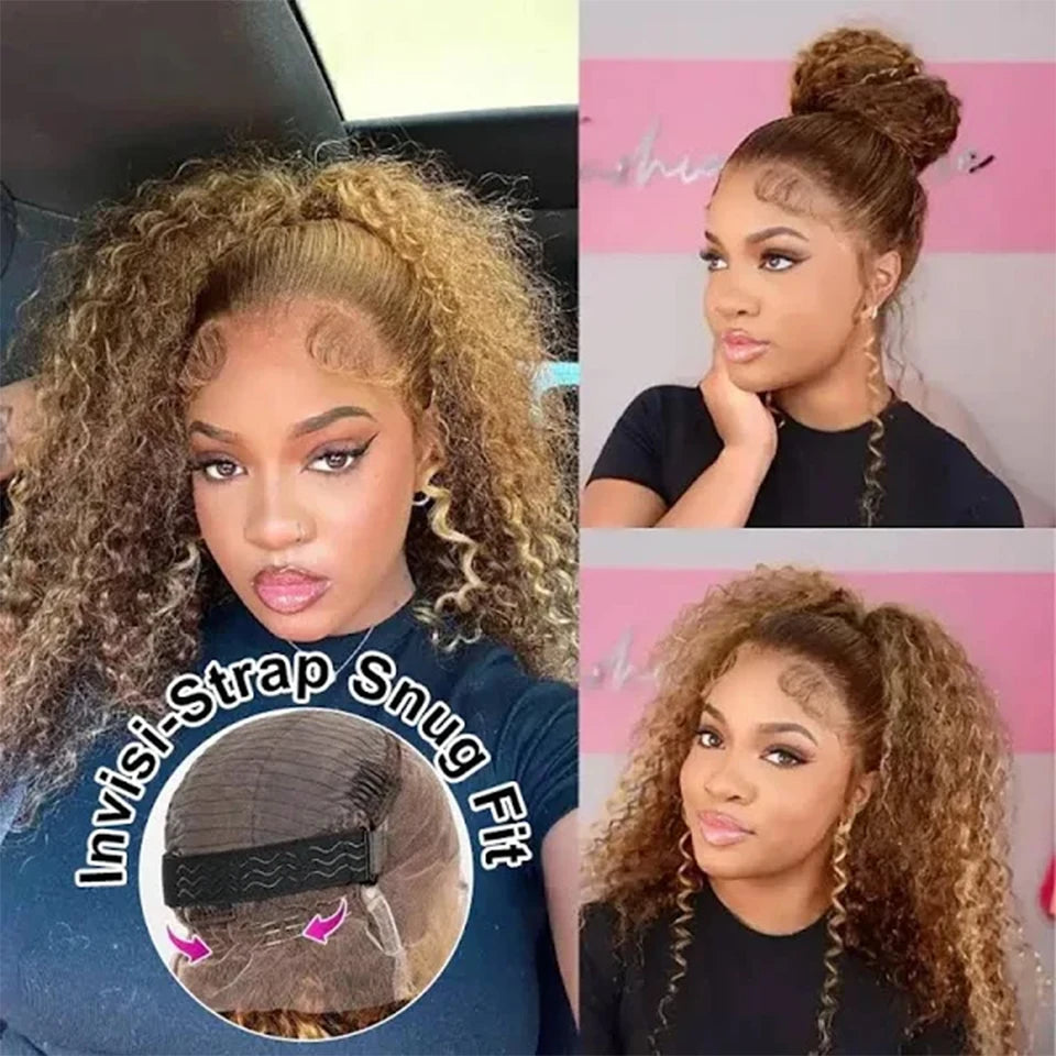 Perruque 360 HD Bouclée 30" Cheveux Humains Sans Colle