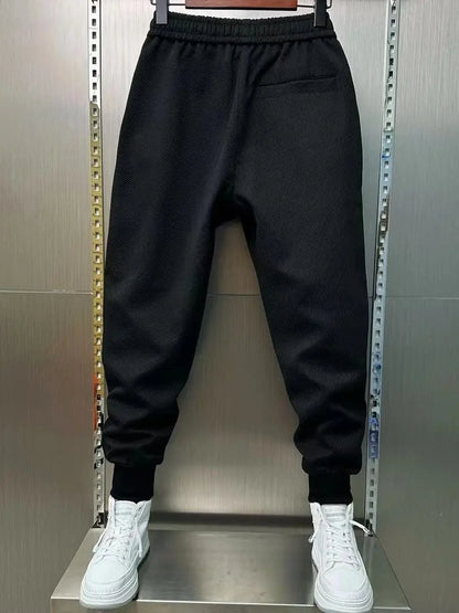 Pantalon Harlan à lacets élastiques brodés pour hommes, poches de pieds, mode décontractée élégante, printemps et automne,