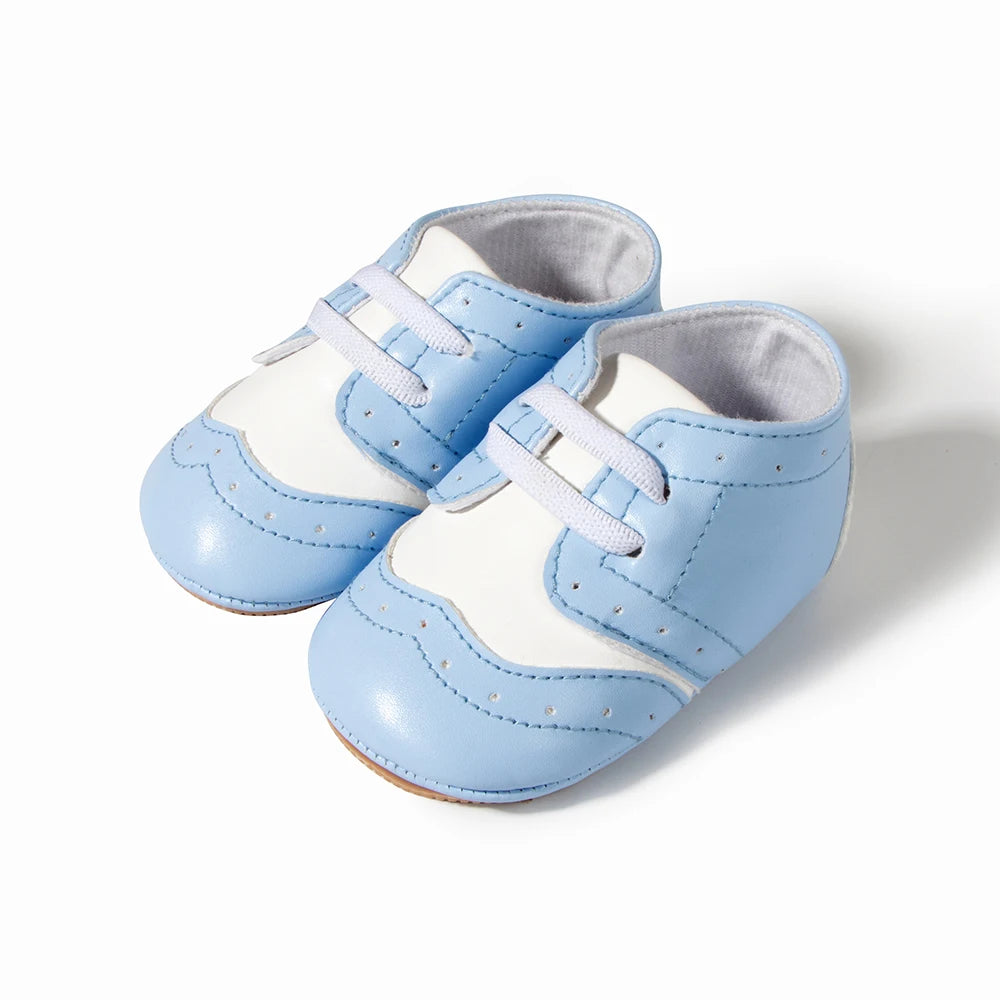Chaussures bébé garçon – Premiers pas, cuir PU souple, patchwork, semelle antidérapante