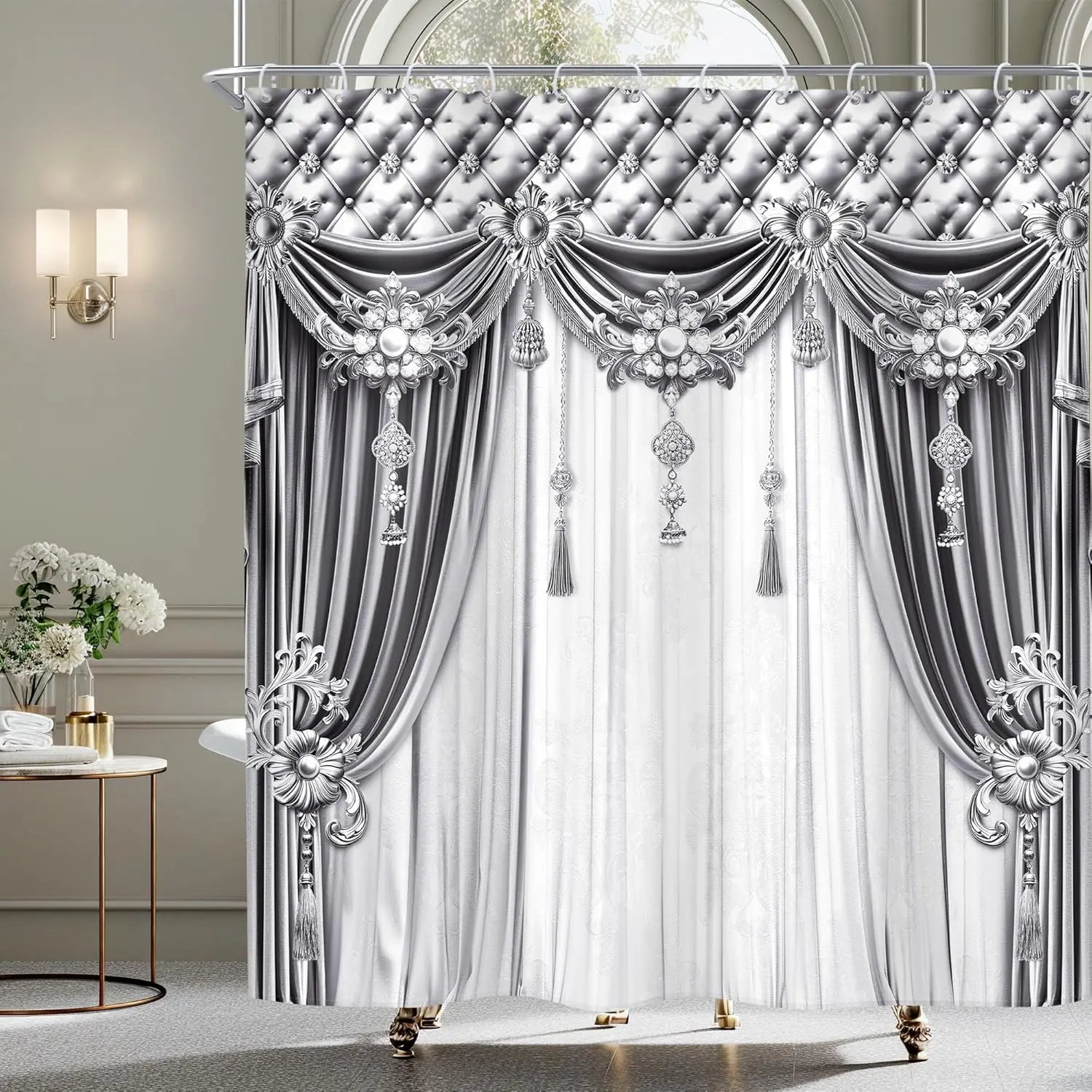 Rideau vert émeraude – Imprimé vintage luxe, décoration intérieur