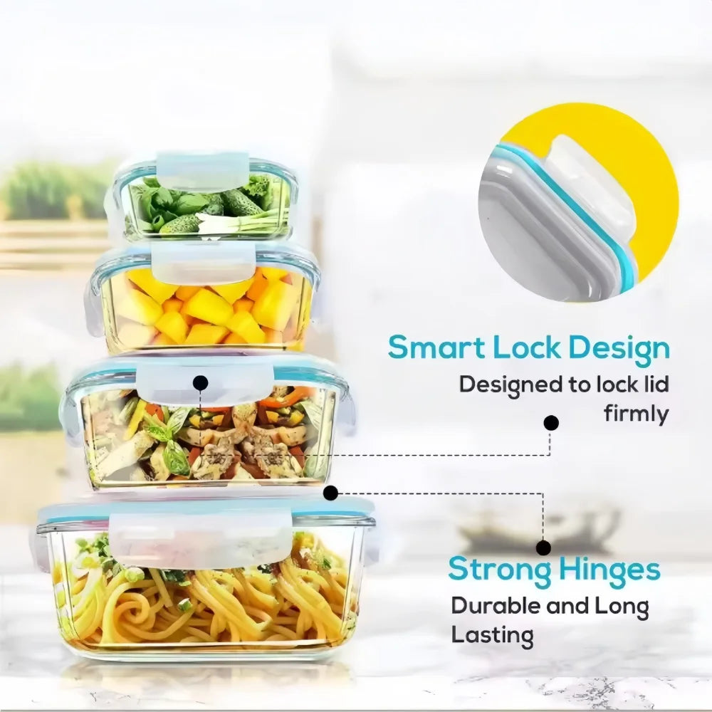 Boîtes hermétiques en verre – Préparation repas, boîte à déjeuner, Bento, réutilisable, compatible micro-ondes et lave-vaisselle
