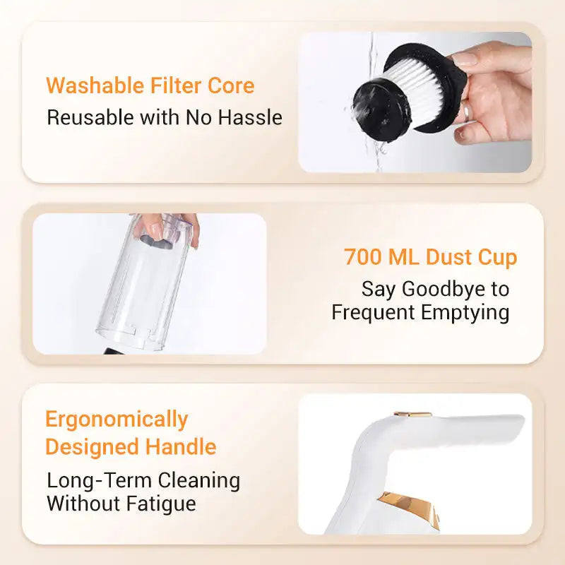 Aspirateur portable 2-en-1 – Sec et humide, Nettoyage maison et voiture haute puissance