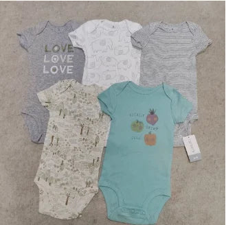 Combinaison bébé été coton, 5 pièces, dessins animés