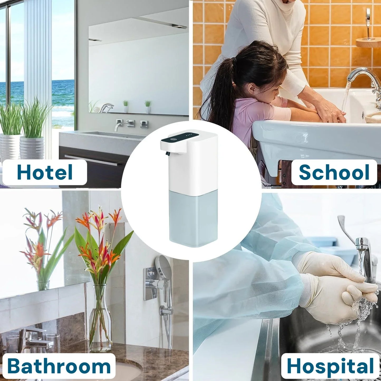 Distributeur automatique de savon mousse avec capteur﻿– sans contact, infrarouge, montage mural, cuisine salle de bains bureau