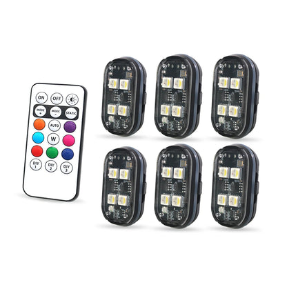 Lumières stroboscopiques LED sans fil, lumière d'ambiance de décoration de voiture, lumières Led rechargeables 8 couleurs, voyant d'avertissement Anti-Collision, 2/4 pièces