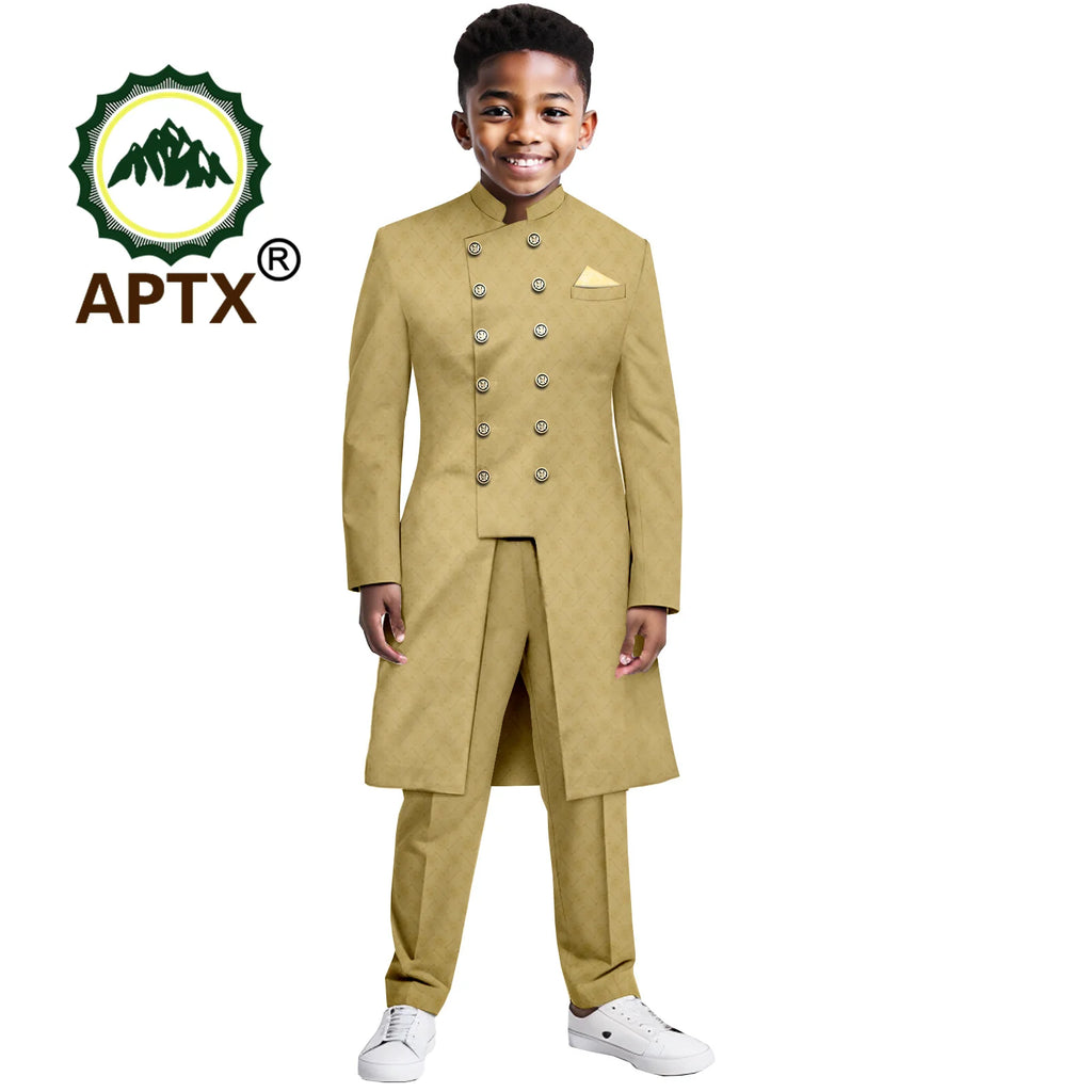Ensemble garçon africain – Tenue traditionnelle 2 pièces, veste et pantalon, robe formelle pour fête et mariage