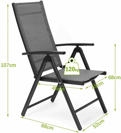 Lot de 2 chaises de jardin pliantes, dossier 7 positions, charge 150 kg .