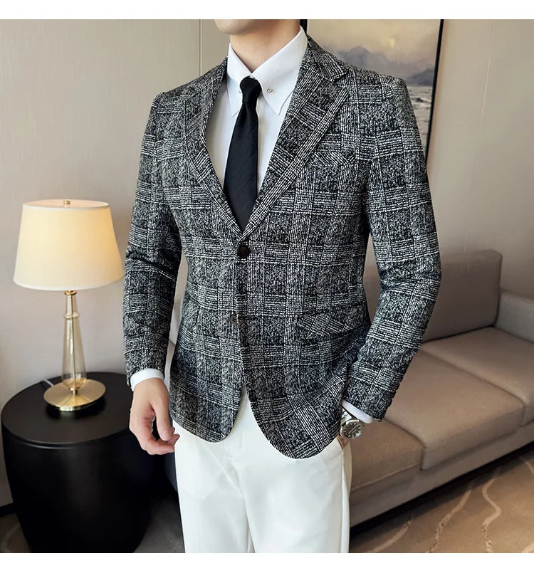 Blazer homme luxe à carreaux, Slim Fit, style britannique – Mariage & affaires .
