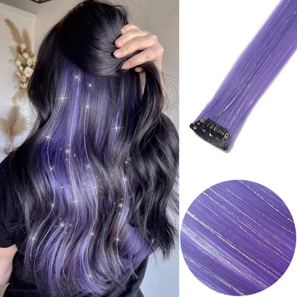 Extensions capillaires synthétiques à reflets colorés pour filles, postiches lisses multicolores de 22 pouces, 6 pièces/paquet