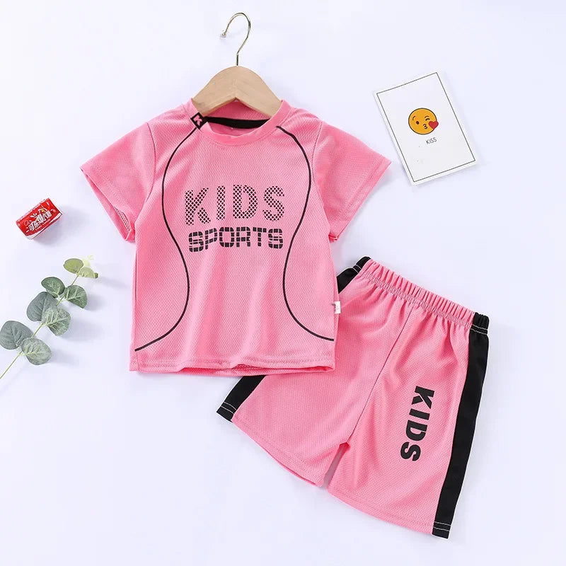 Ensembles de sport enfants – T-shirt et short à séchage rapide – Vêtements de sport confortables – Costumes basket pour garçons et fillesll, vêtements d'été respirants pour enfants