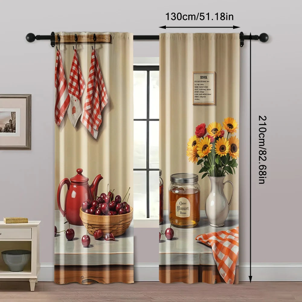 2 pièces rideaux contemporains 2D, tissu polyester durable, sans tige, polyvalents