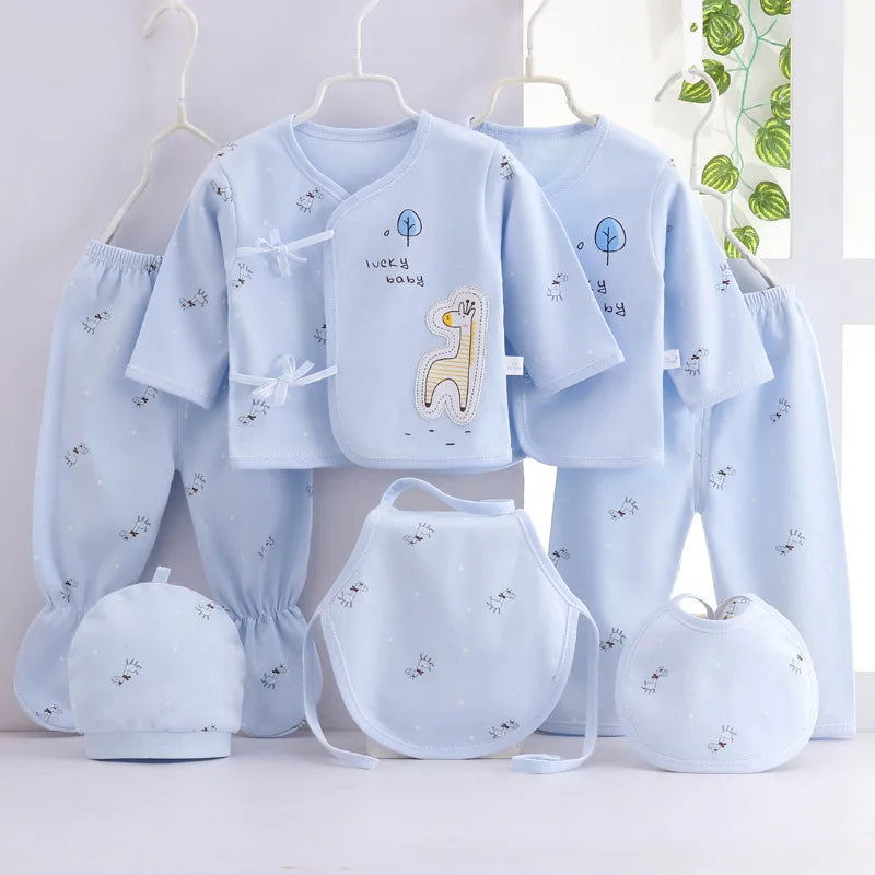 Ensemble printemps bébé 7 pièces : t-shirt, pantalon, chapeau, dessin animé unisexe .