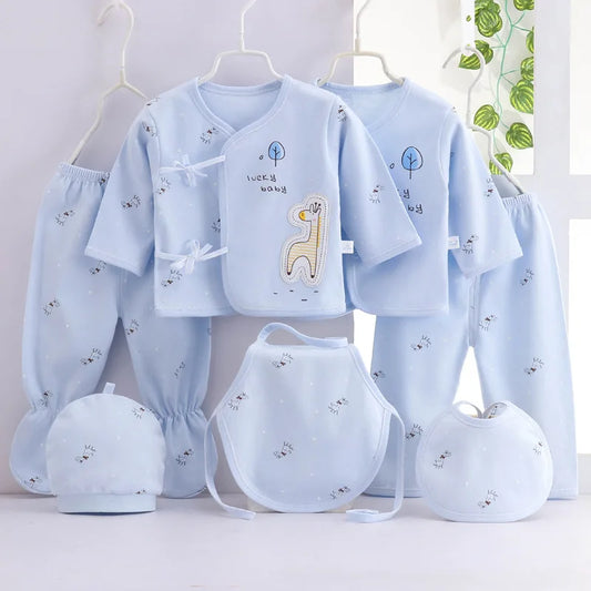 Ensemble printemps bébé 7 pièces : t-shirt, pantalon, chapeau, dessin animé unisexe .
