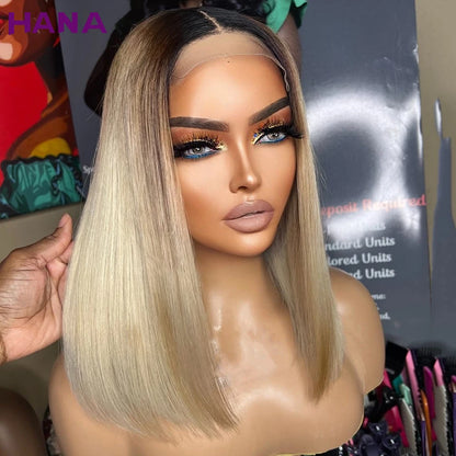 Perruque frontale Bob 13x4, cheveux raides, densité 180%